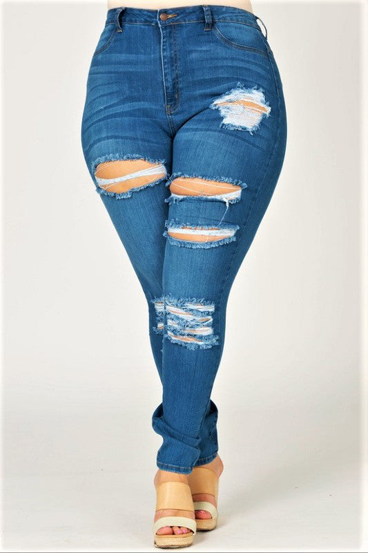High rise Slightly distressed Jeans